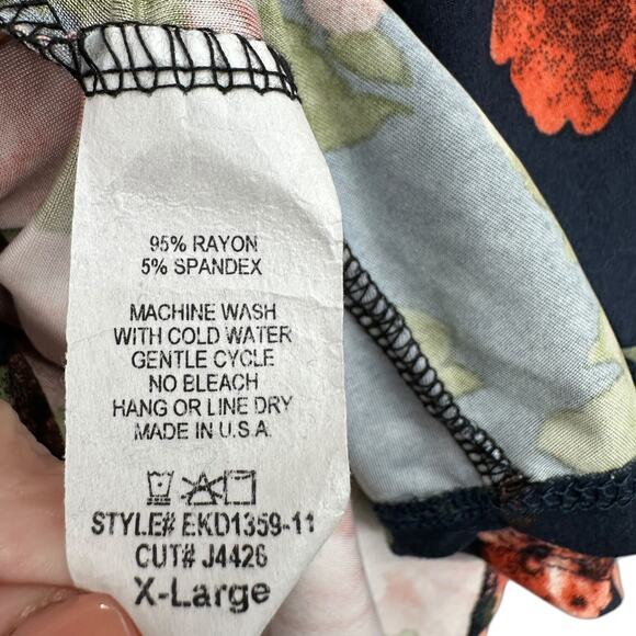 Egs California Green Colorblock Striped Floral Print Long Sleeve Tunic Top XL - Picture 5 of 7